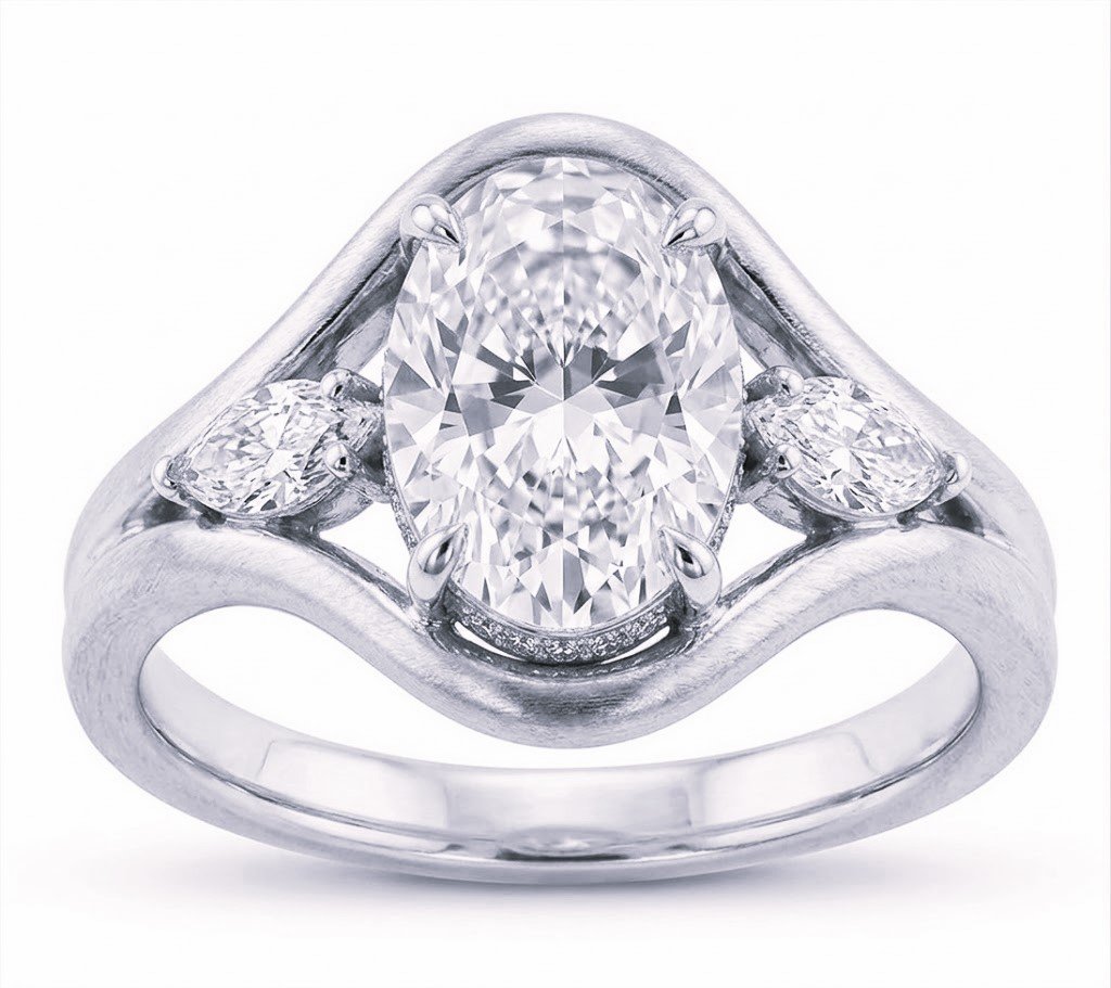LG - 14K 2.69CT D-RING LDS OVL/RDS CNTR OVL 2.00CT CERTIFIED